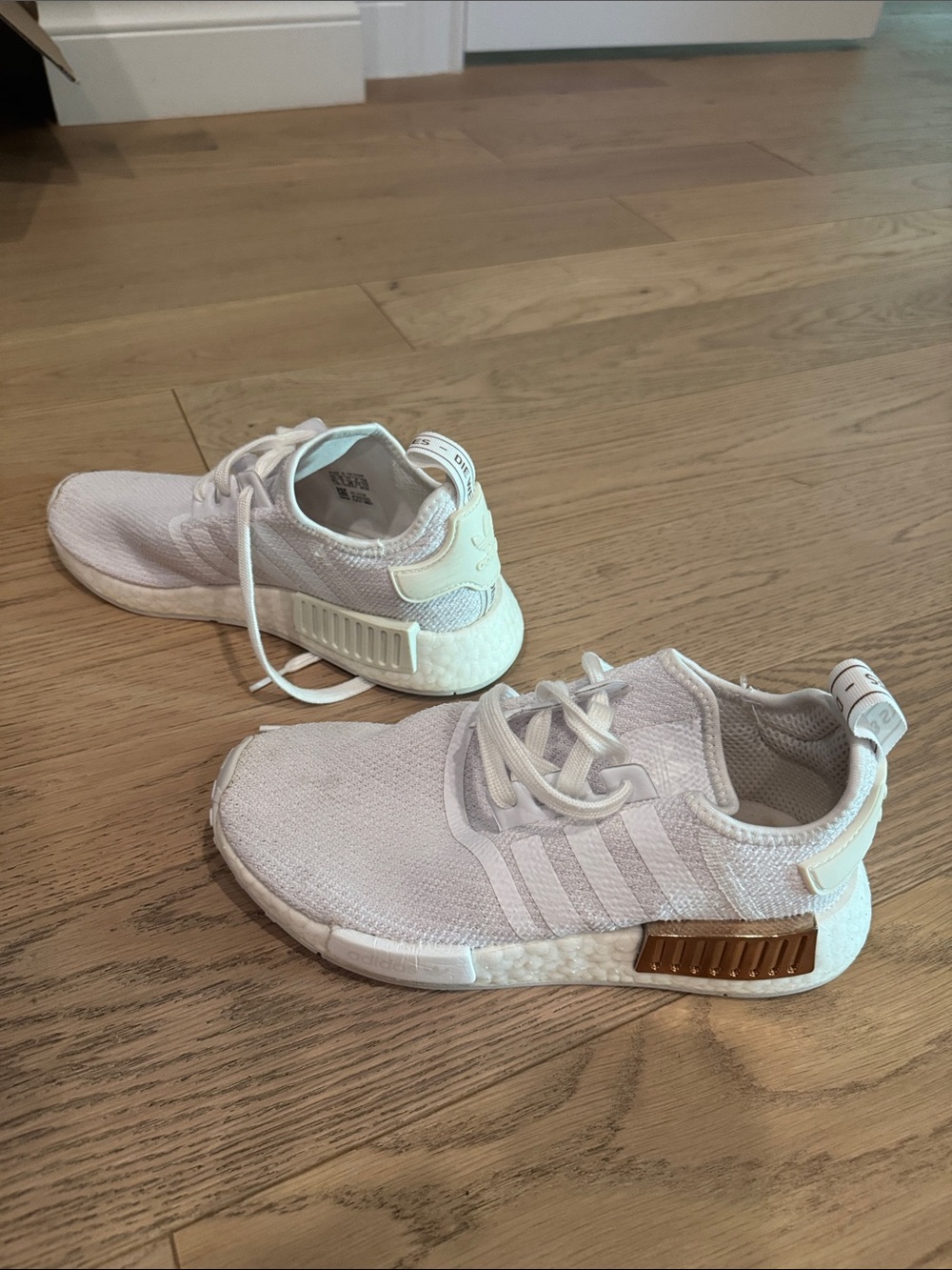 adidas NMD White Sneakers with Metallic Bronze Accent